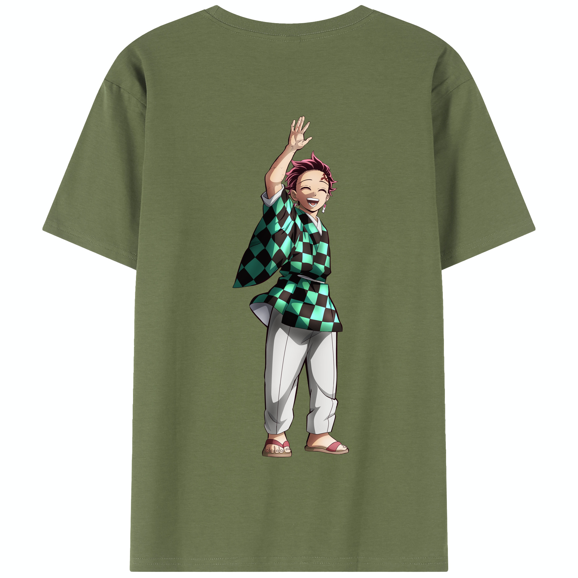 （画像用） 鬼滅の刃 竈門 炭治郎／かまど たんじろう Kamado Tanjirou 綿100％半袖Tシャツ（背面プリント）
